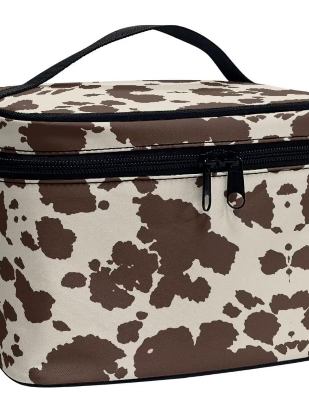 Cute Brown Cow Cowhide Design Travel Makeup Bags for Women and Portable Tote Cos